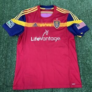 Adidas Real Salt Lake Jersey Mens XL Red MLS Life Advantage Holy Joao Distressed